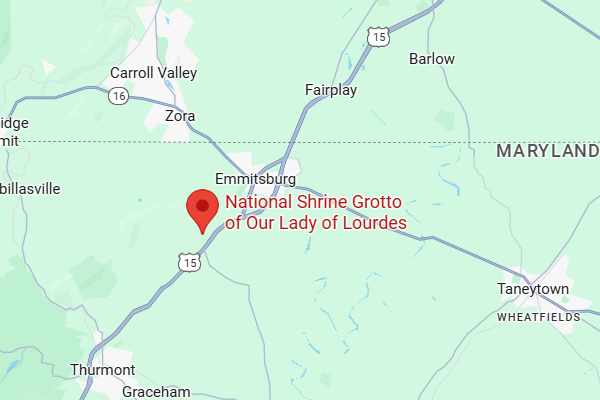 Google Maps location of the Blessed Mother statue on US-15 near Emmitsburg, MD – November 2025 trip